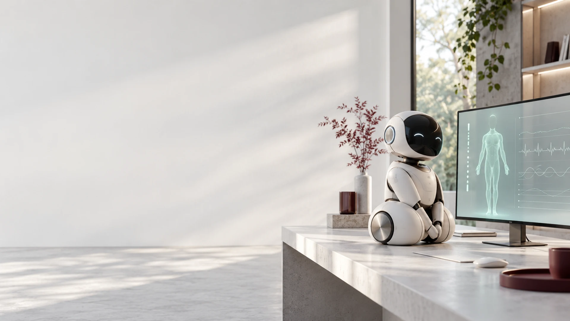 A companion robot beside a digital human display: a digital-health research concept